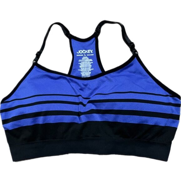 Jockey Sport Seamless Removable Cup Low Impact Sports bra blue Large - Picture 1 of 7